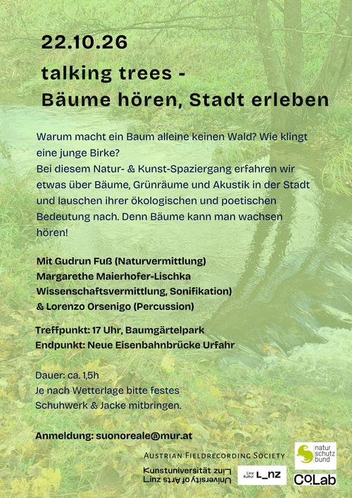 talking trees: Bäume hören, Stadt erleben – ein Spaziergang zu Akustik & Ökologie im städtischen Raum