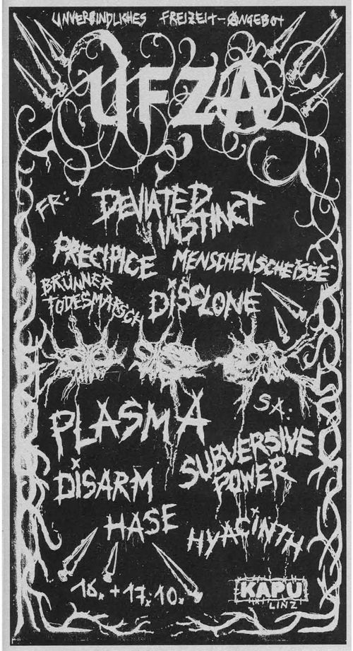 U.F.Z.A #2  Day 1: DEVIATED INSTINCT, Precipice, Brünner Todesmarsch, Menschenscheisse, Disclone